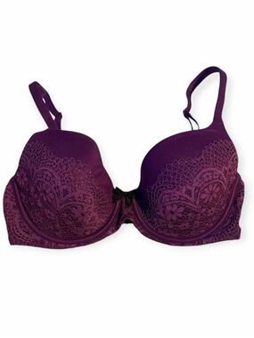 VICTORIA’S SECRET Body By Victoria Lined Demi Lace Bra Purple 32DD